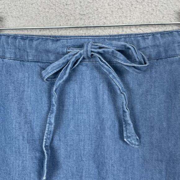 Draper James Skirt Womens Small Blue Chambray A Line Drawstring Pockets Cotton - Picture 4 of 10